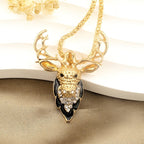 Elegant Elk Glass Pendant Necklace