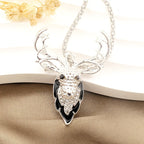 Elegant Elk Glass Pendant Necklace