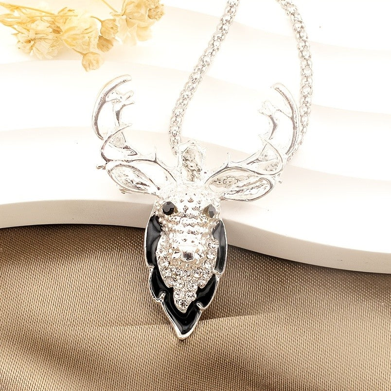 Elegant Elk Glass Pendant Necklace