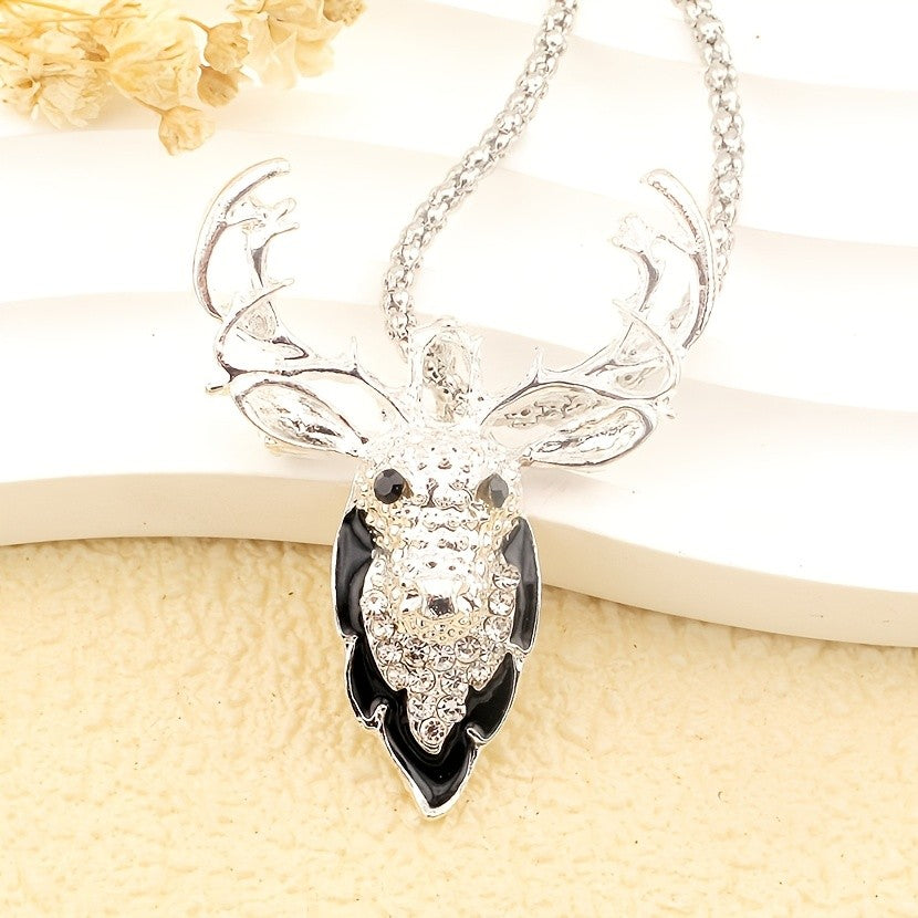 Elegant Elk Glass Pendant Necklace