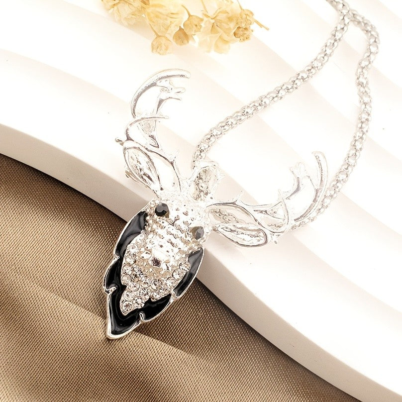 Elegant Elk Glass Pendant Necklace