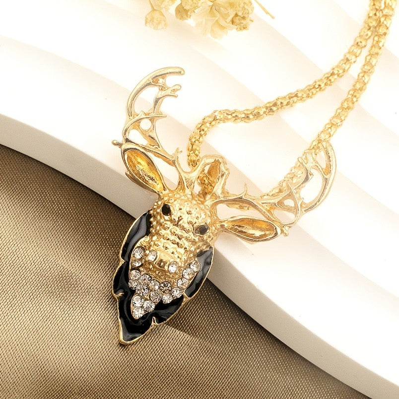Elegant Elk Glass Pendant Necklace