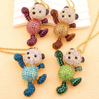 Playful Crystal Bear Necklace