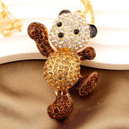 Playful Crystal Bear Necklace