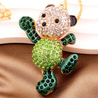 Playful Crystal Bear Necklace