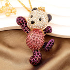 Playful Crystal Bear Necklace