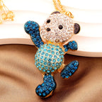 Playful Crystal Bear Necklace