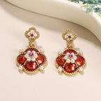 Vintage Floral Pearl Drop Earrings