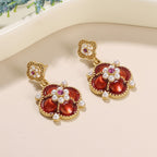 Vintage Floral Pearl Drop Earrings