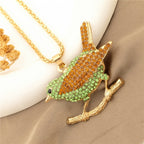 Whimsical Bird Branch Glass Necklace
