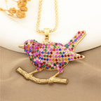 Whimsical Bird Branch Glass Necklace