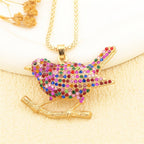 Whimsical Bird Branch Glass Necklace