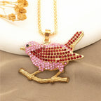 Whimsical Bird Branch Glass Necklace
