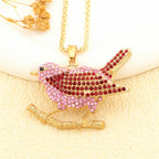 Whimsical Bird Branch Glass Necklace
