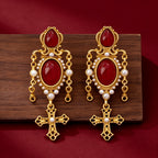 Ruby Cross Cascade Drop Earrings