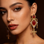 Ruby Cross Cascade Drop Earrings