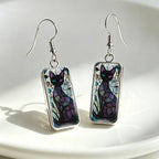 Whimsical Stained Glass Cat Drop Earrings