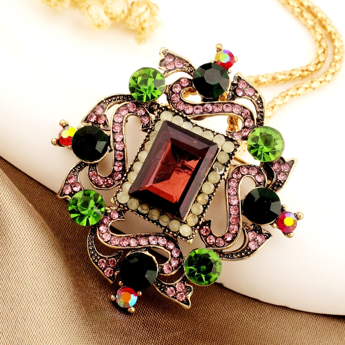 Regal Red Gemstone Statement Necklace