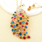 Whimsical Rainbow Peacock Necklace