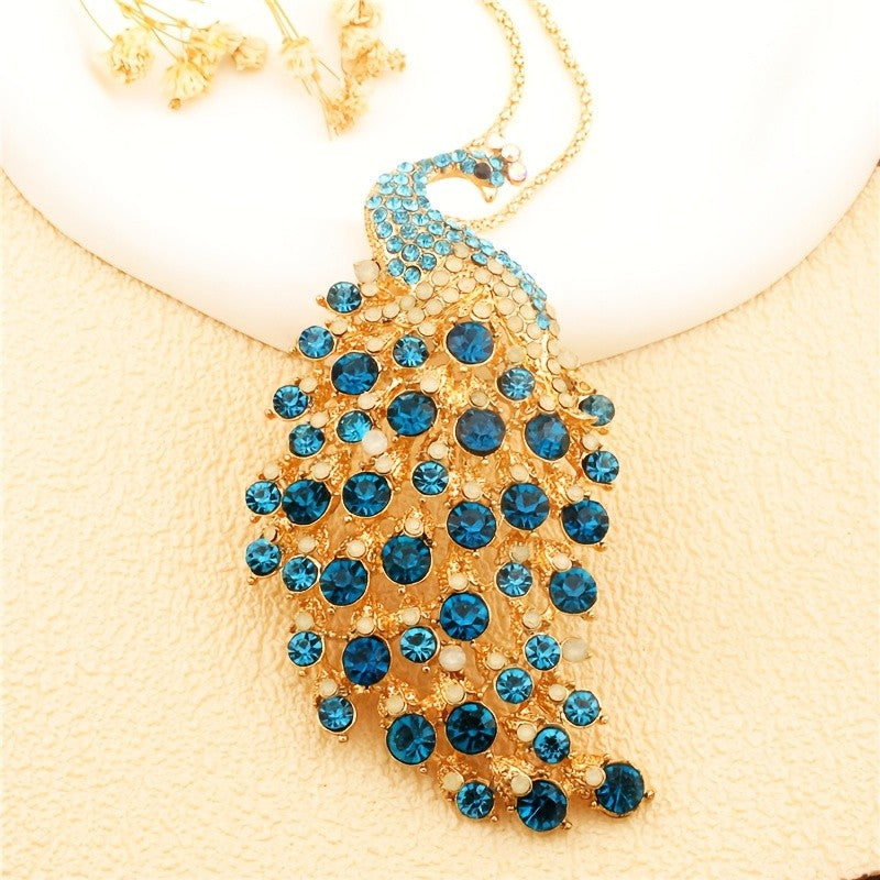 Whimsical Rainbow Peacock Necklace