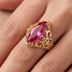 Elegant Marquise Filigree Statement Ring