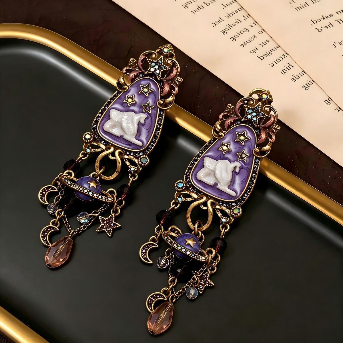 Whimsical Purple Star Drop Earrings