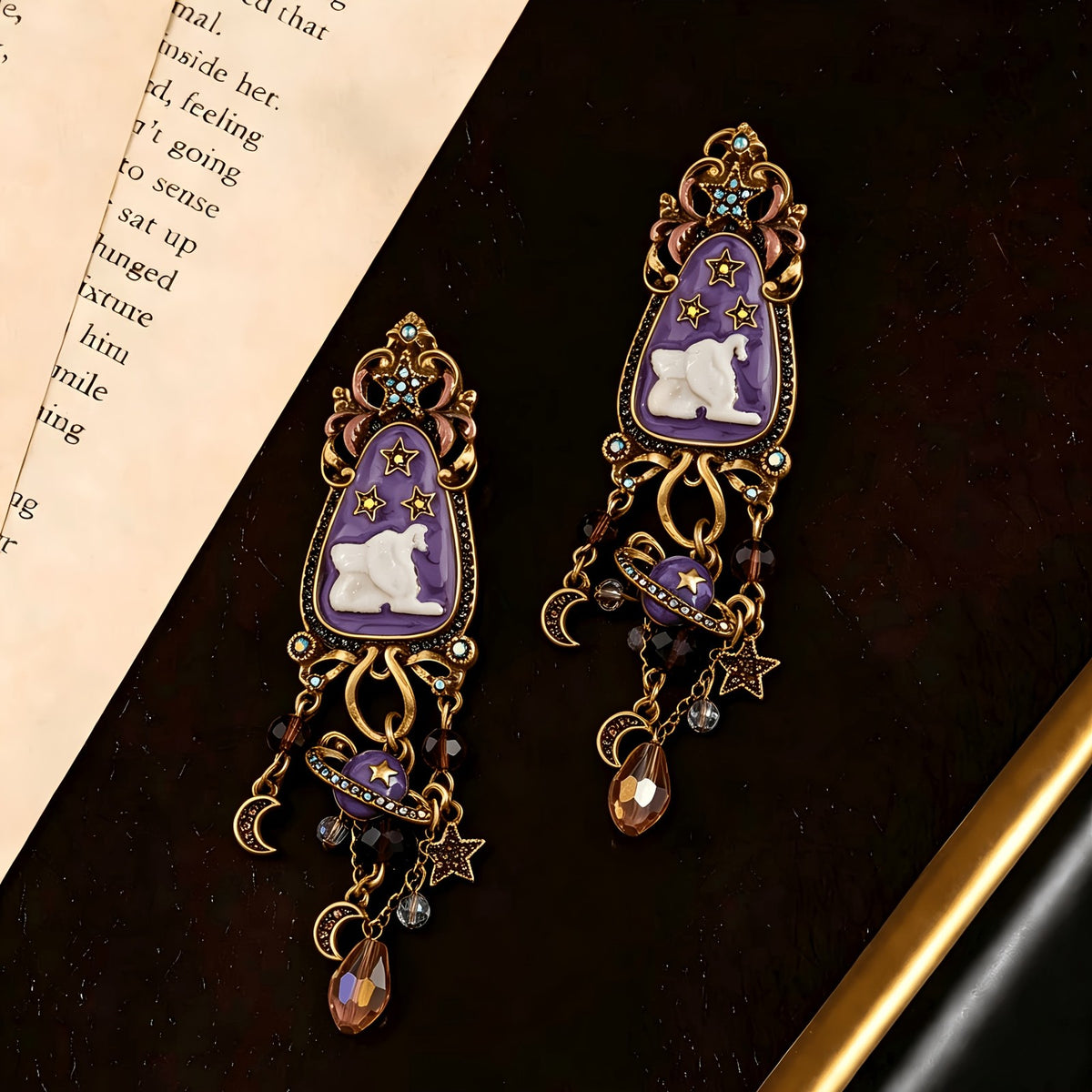 Whimsical Purple Star Drop Earrings