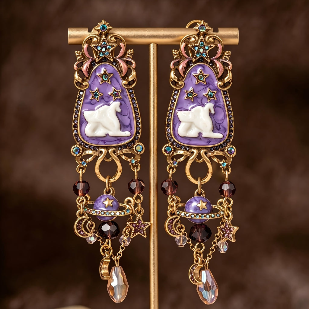 Whimsical Purple Star Drop Earrings