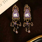 Whimsical Purple Star Drop Earrings