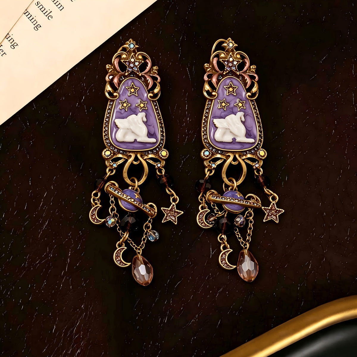 Whimsical Purple Star Drop Earrings