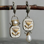 Botanical Enamel Drop Earrings