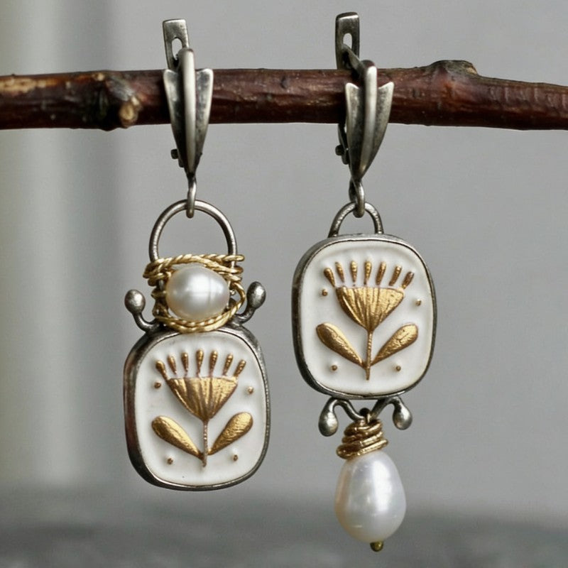 Botanical Enamel Drop Earrings