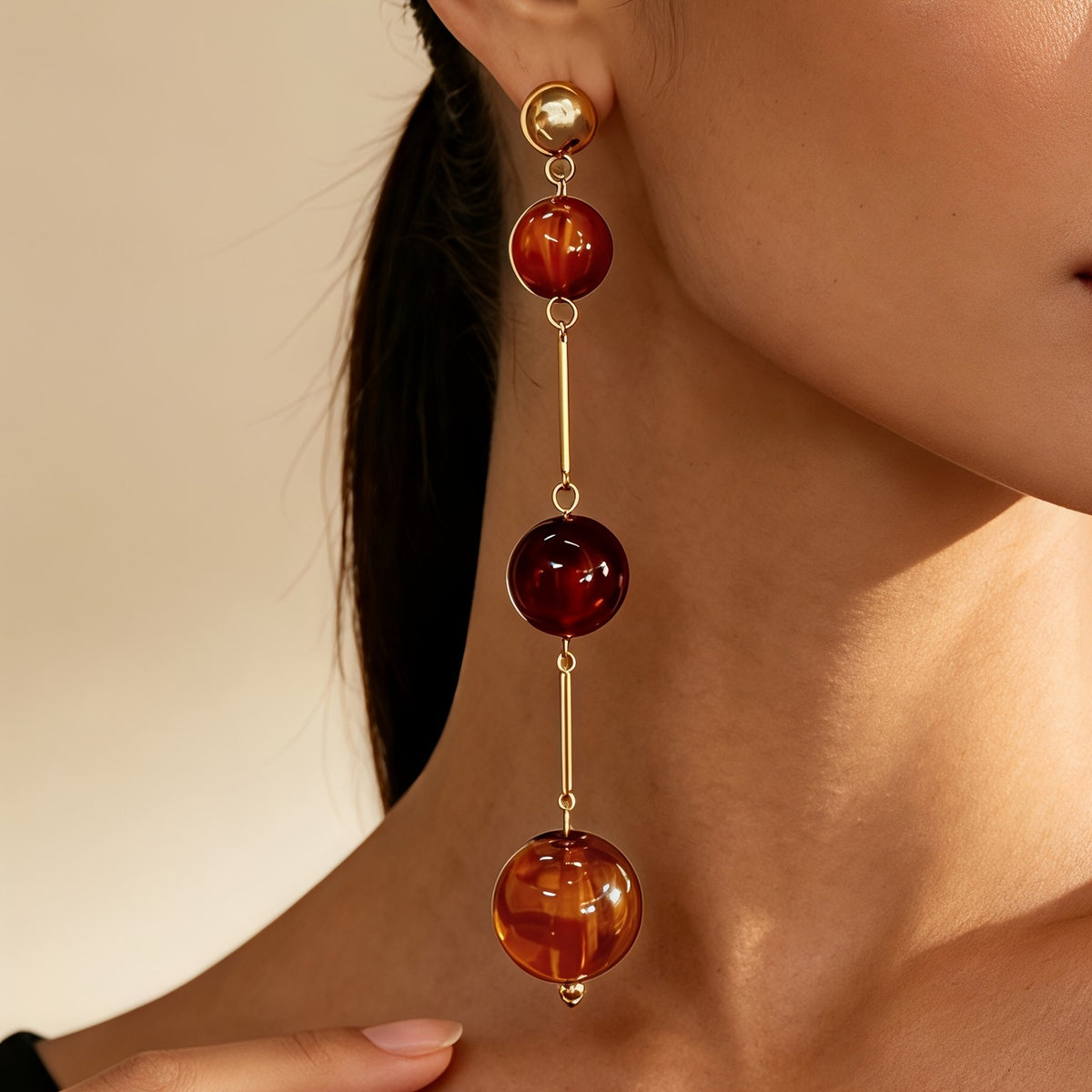 Elegant Amber Gradient Drop Earrings