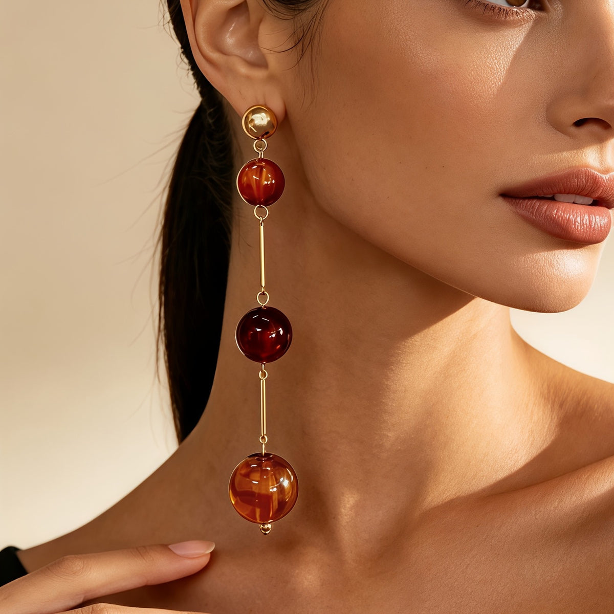 Elegant Amber Gradient Drop Earrings