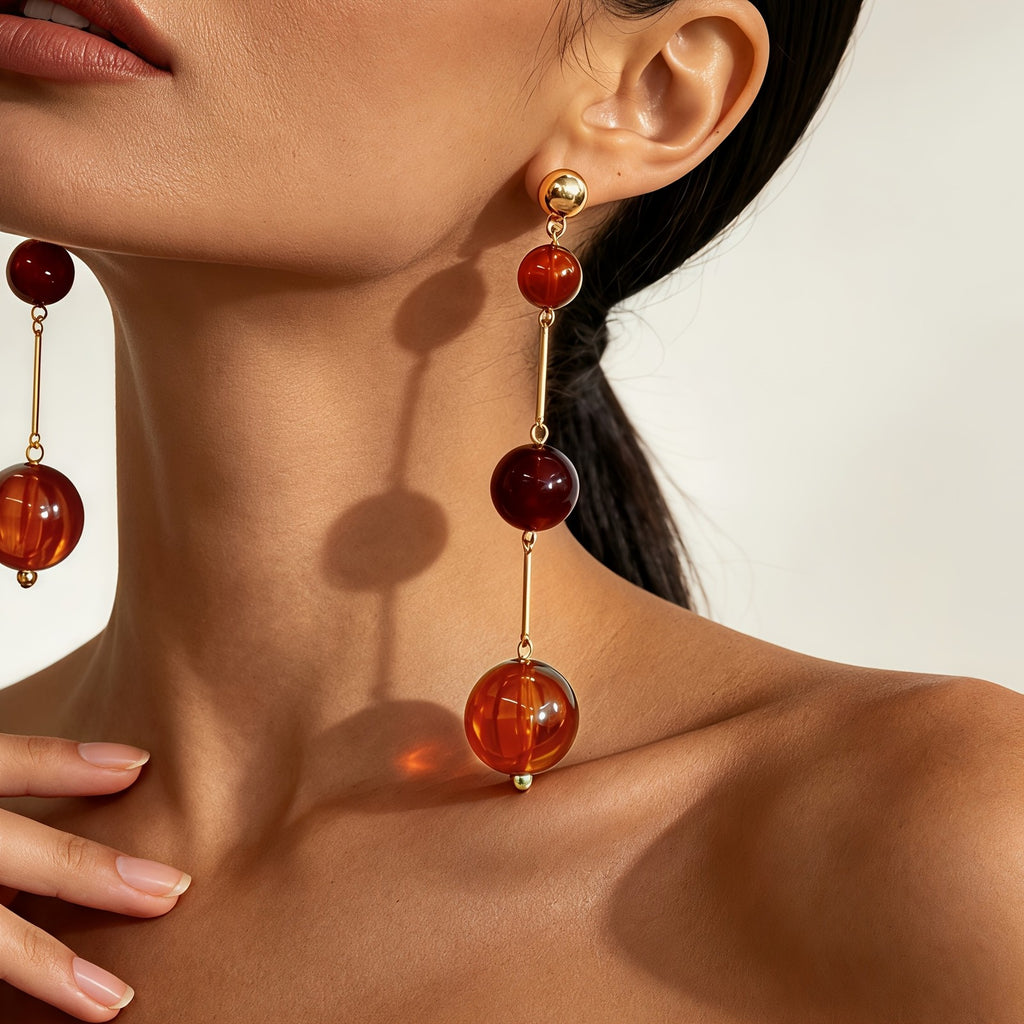 Elegant Amber Gradient Drop Earrings