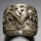 Distressed Wing Heart Statement Ring