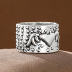 Distressed Wing Heart Statement Ring