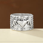 Distressed Wing Heart Statement Ring