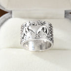 Distressed Wing Heart Statement Ring