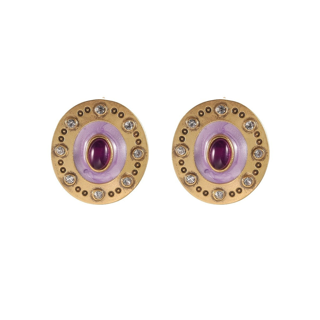 Regal Purple Glass Stud Earrings