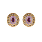 Regal Purple Glass Stud Earrings