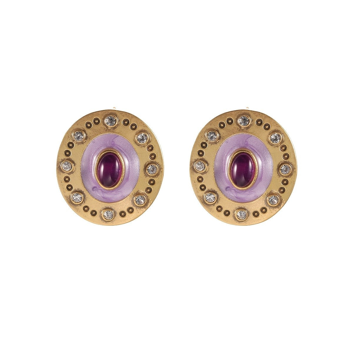 Regal Purple Glass Stud Earrings