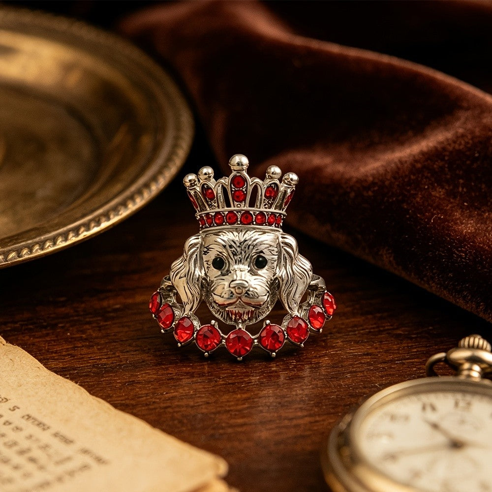 Regal Crown Dog Statement Ring