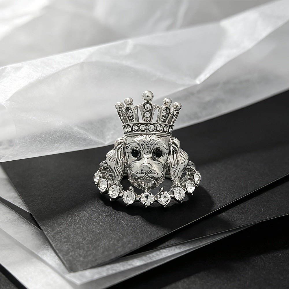 Regal Crown Dog Statement Ring