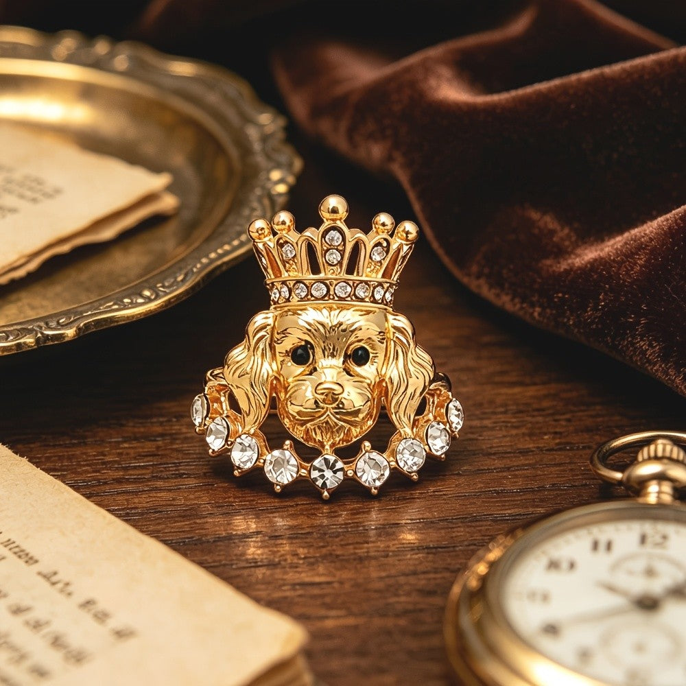 Regal Crown Dog Statement Ring