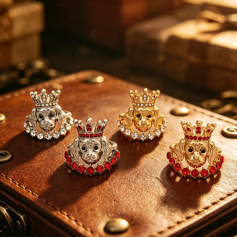 Regal Crown Dog Statement Ring