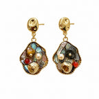 Boho Mosaic Gemstone Drop Earrings