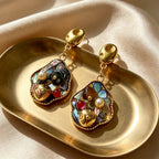 Boho Mosaic Gemstone Drop Earrings