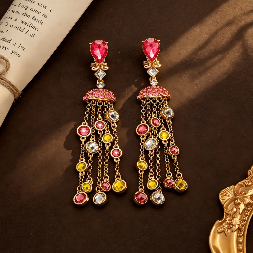 Colorful Jellyfish Chain Drop Earrings