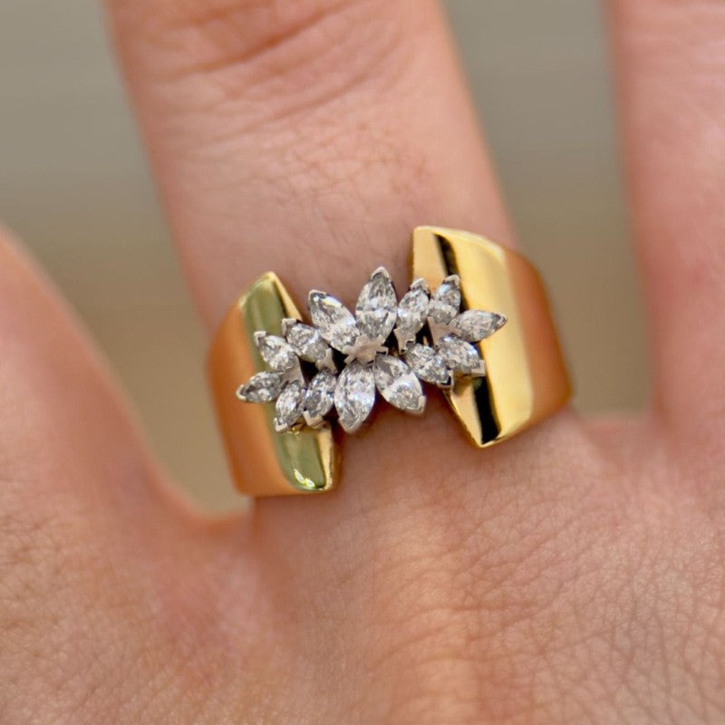 Elegant Floral Cluster Statement Ring